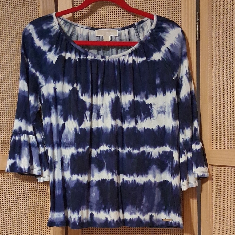 Michael Kors Navy Tie-Dye Blouse Size M